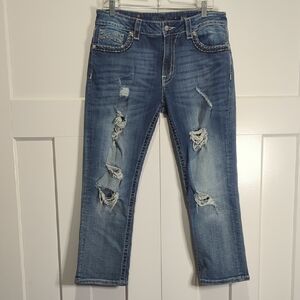 Miss Me Distressed Boyfriend Capris Size 30